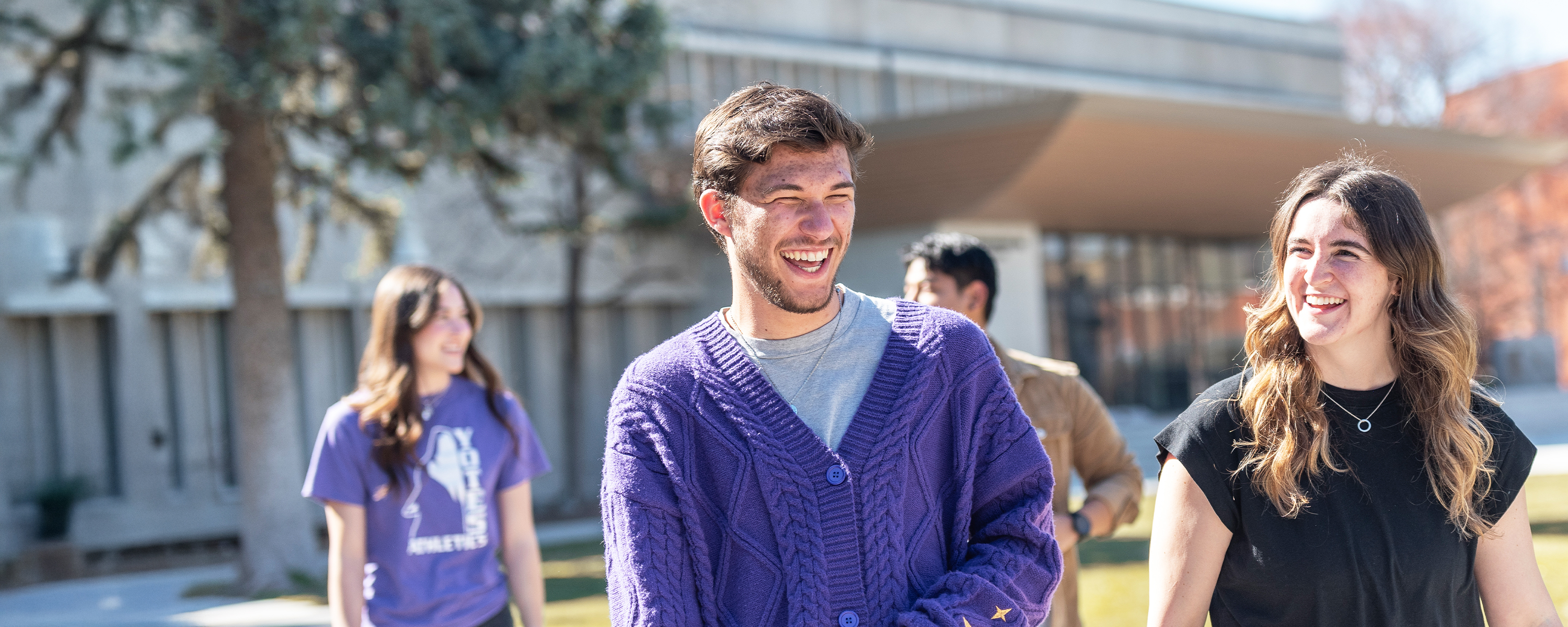 students walking around campus