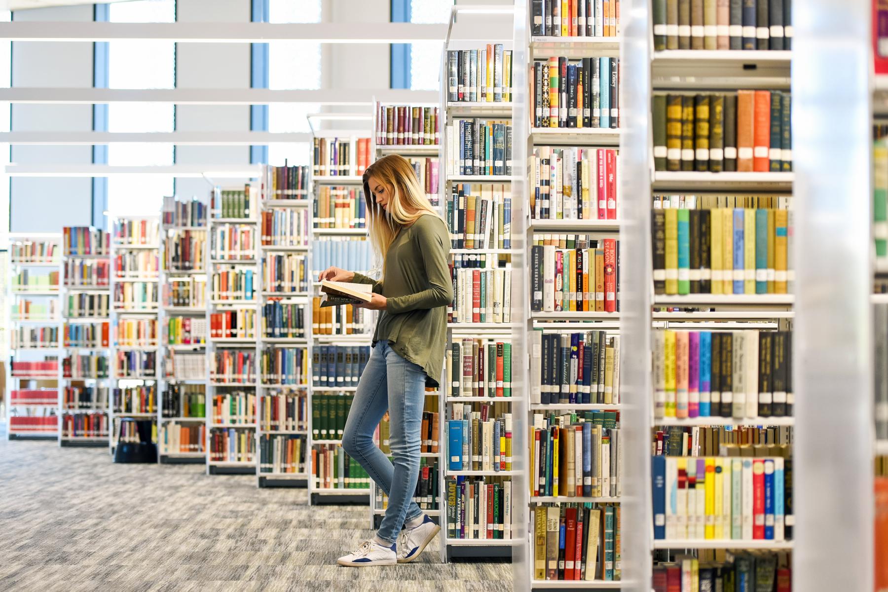 Student at the library