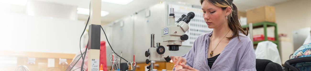 student researcher in lab