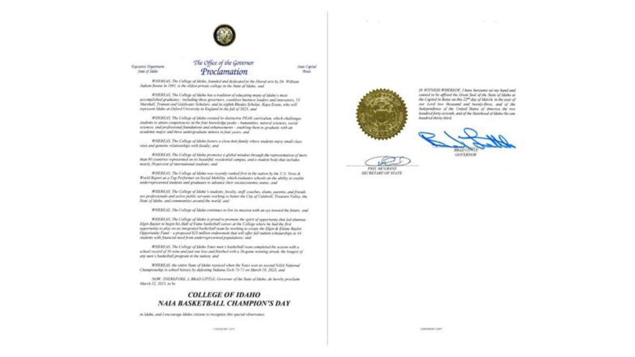 State Recognizes March 22 Yotes National Title