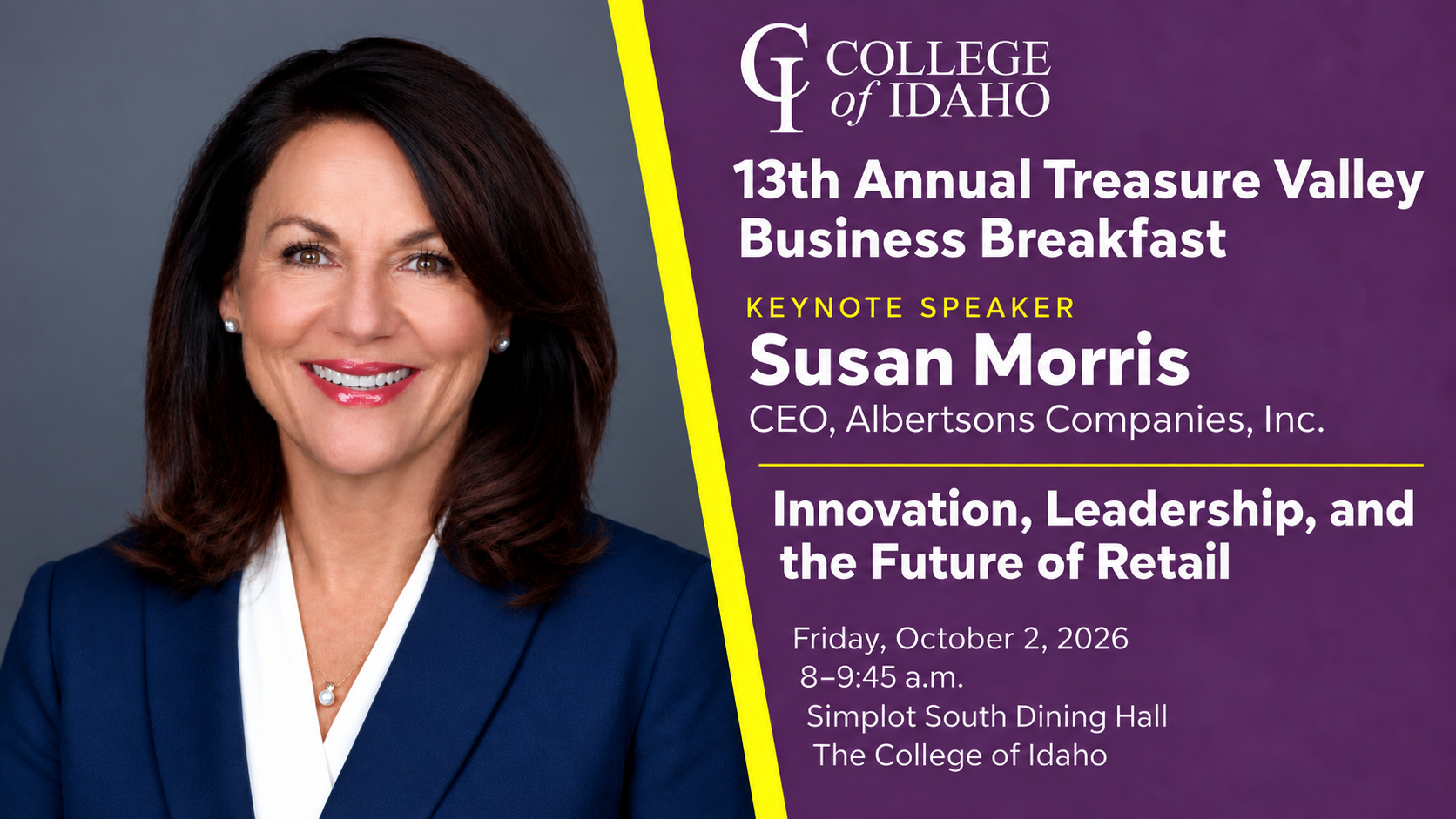 Albertsons CEO Susan Morris to Keynote 13th Annual Treasure Valley Business Breakfast