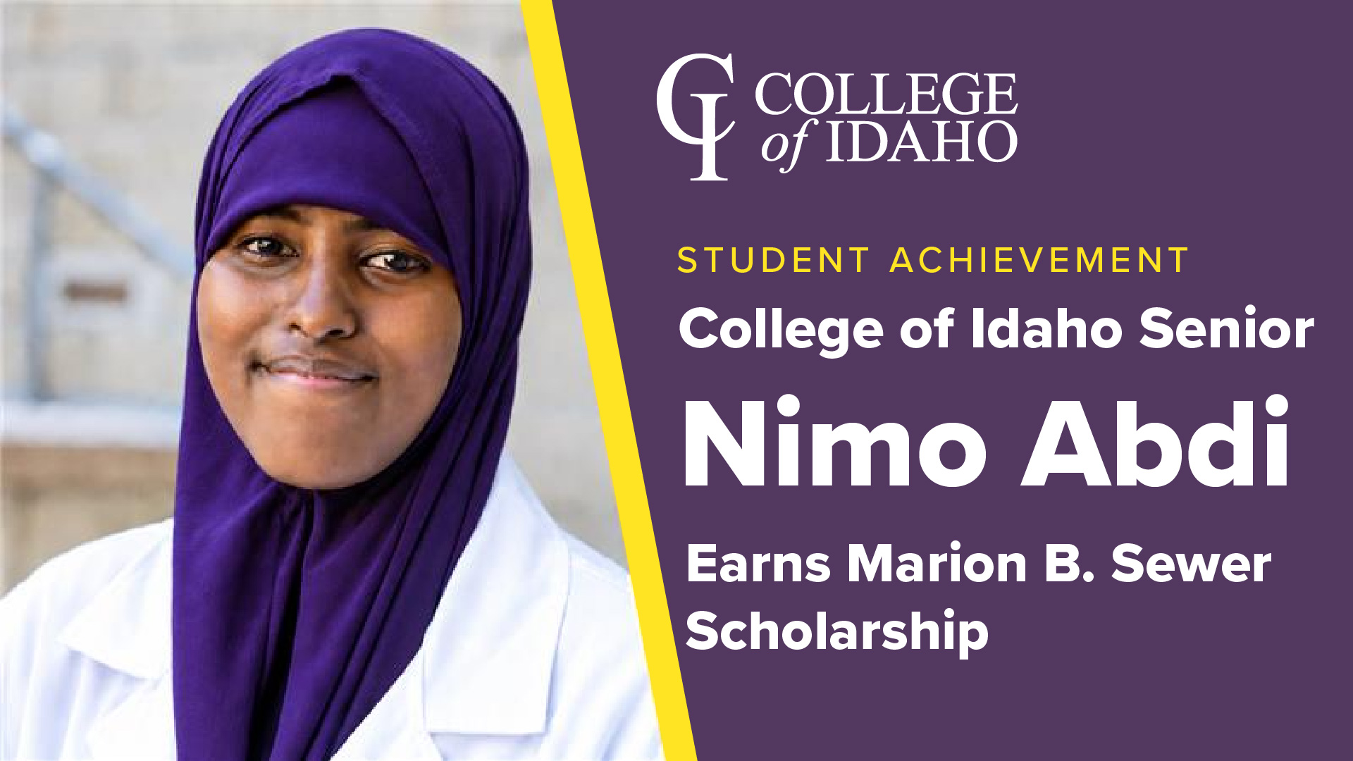 The College of Idaho Senior Nimo Abdi Earns Marion B. Sewer Scholarship